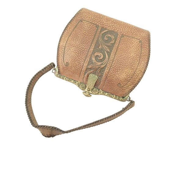 Vintage Handcrafted Leather Purse With Ornate Brass Clasp - Picture 11 of 11